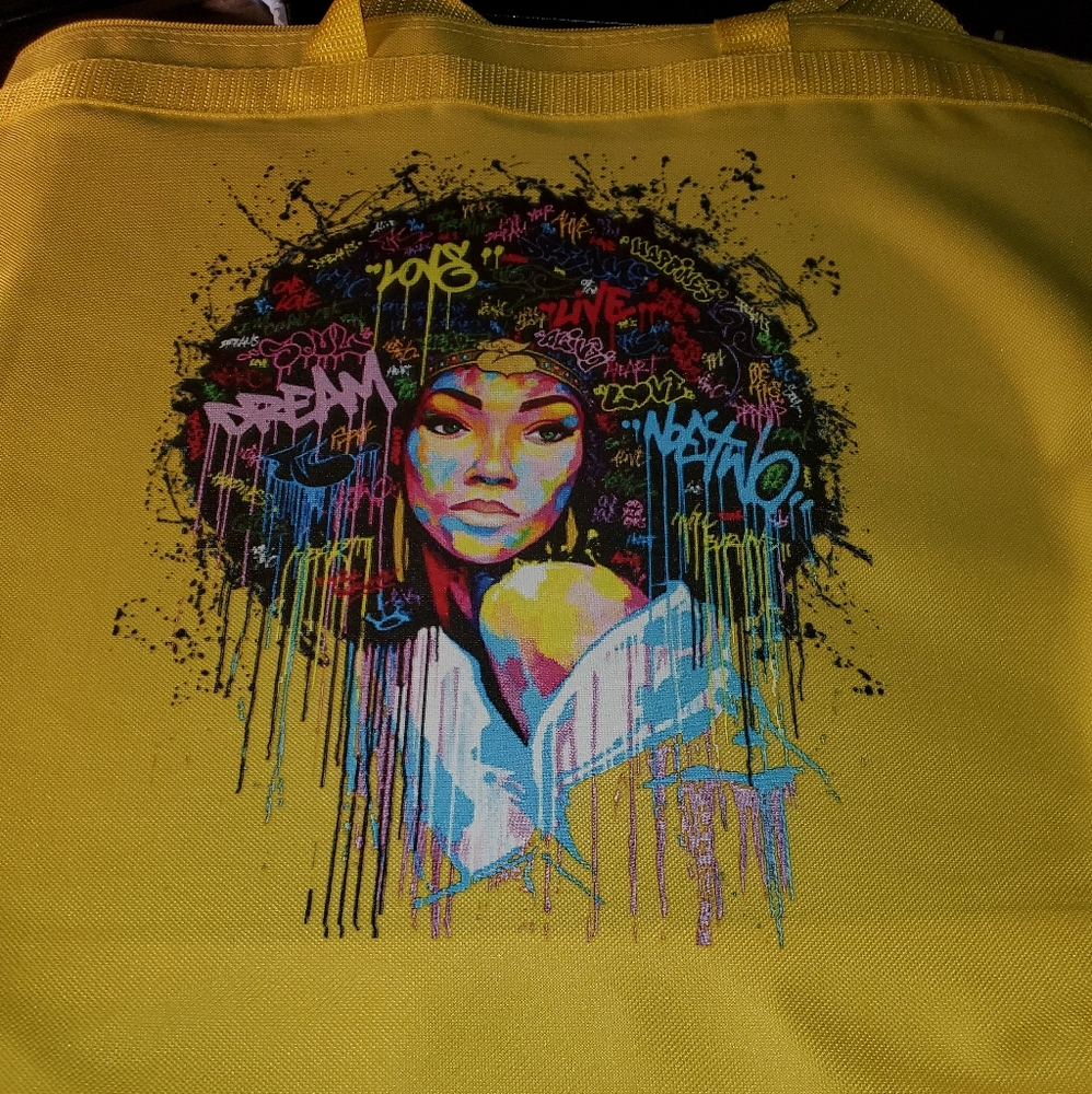 Large afro woman tote